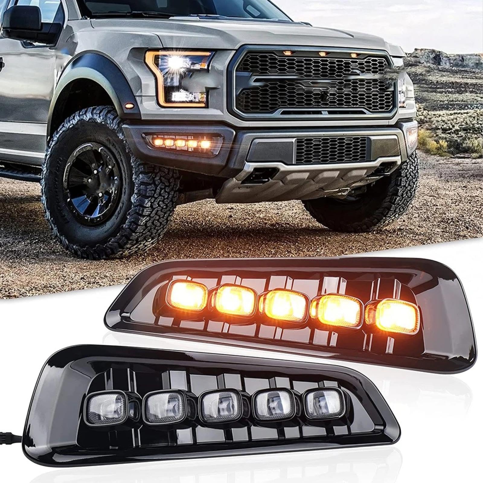 Mistlampen Dla Dla RAPTOR 2017 2018 2019 Listwa świetlna LED DRL Światło dzienne Światło do jazdy dziennej Osłona lampy przeciwmgielnej z zestawem okablowania (2 szt./zestaw)