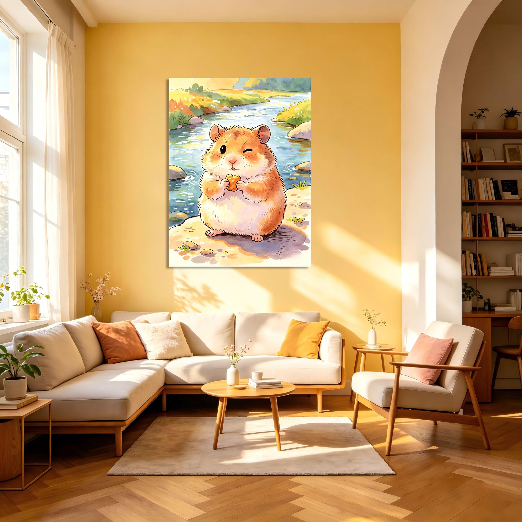 TNGHHSGA Cuentos de Aventuras de Zizi 6Cuadro Infantil de Hámster Adorable, Lienzo Decorativo para Habitación de Bebé, Niños y Sala de Juegos70x91cm Lienzo envuelto
