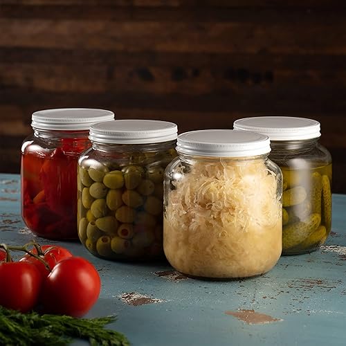 Miniatura 9 de Paksh Novelty Tarro de vidrio de boca ancha de 64 onzas, paquete de 4 unidades, boca ancha, tapa hermética, aprobado por el USDA, sin BPA, apto para