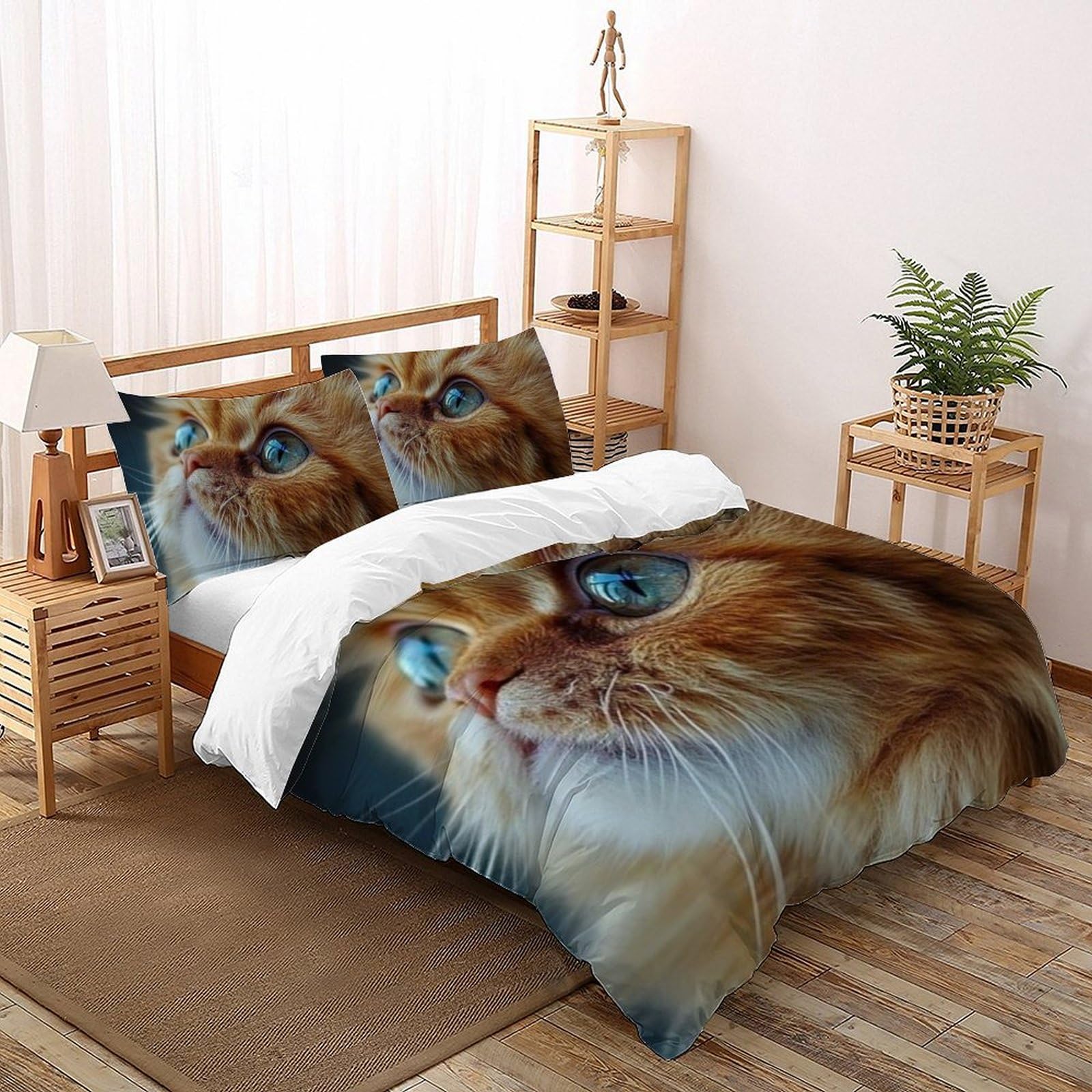 Housse de couette King 220x240cm animaux imprimé 3D avec taies d'oreiller en microfibre garçon