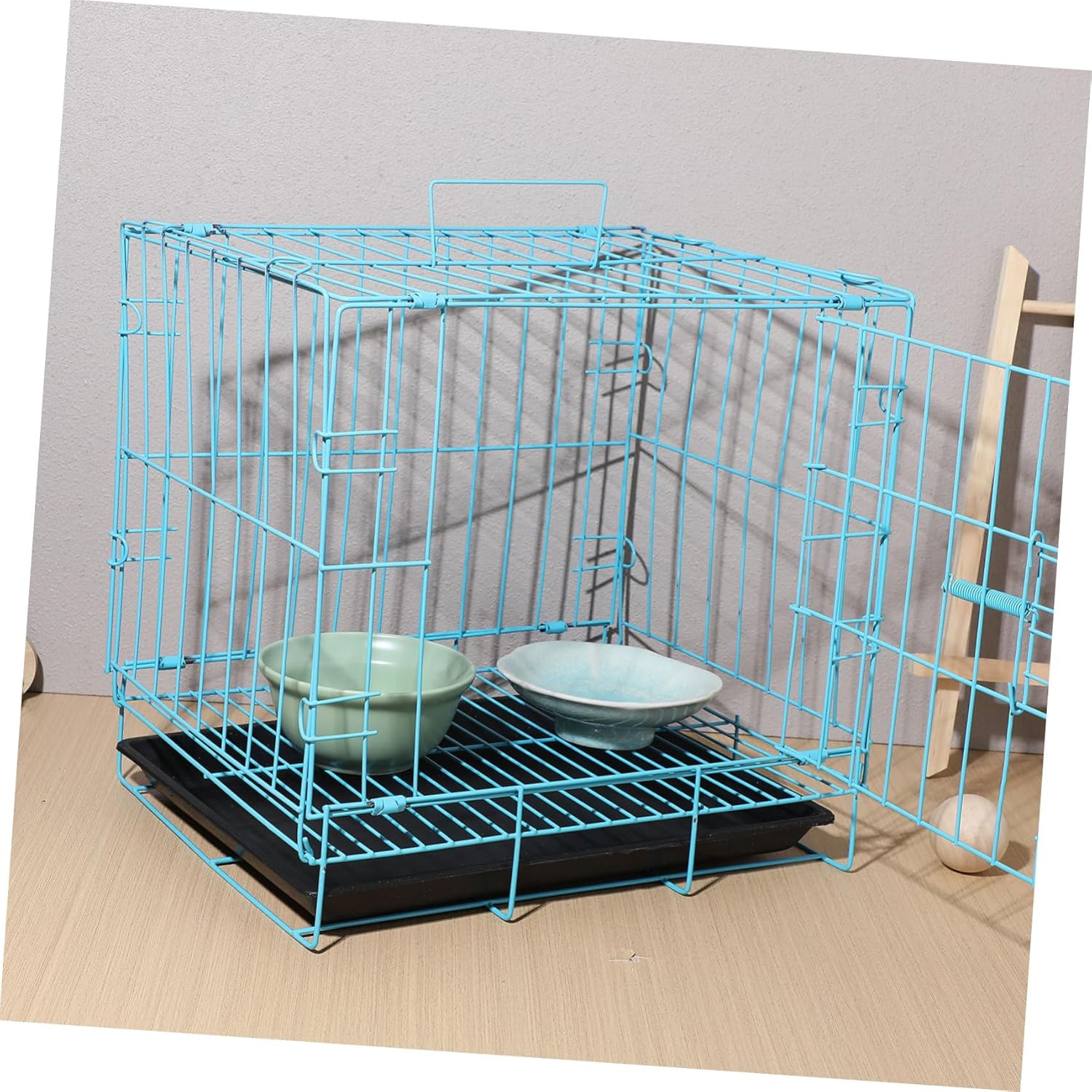 Folding Dog Cage for Small and Medium Dogs Steel PET Crate with Two Doors Portable and Collapsible Design for Indoor and Outdoor Use Blue