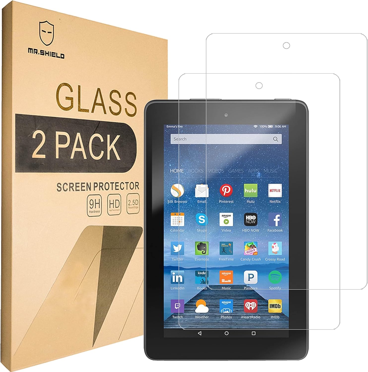 Mr.Shield Protector de Pantalla Vidrio Templado para Fire Tablet 7" 5ta Gen