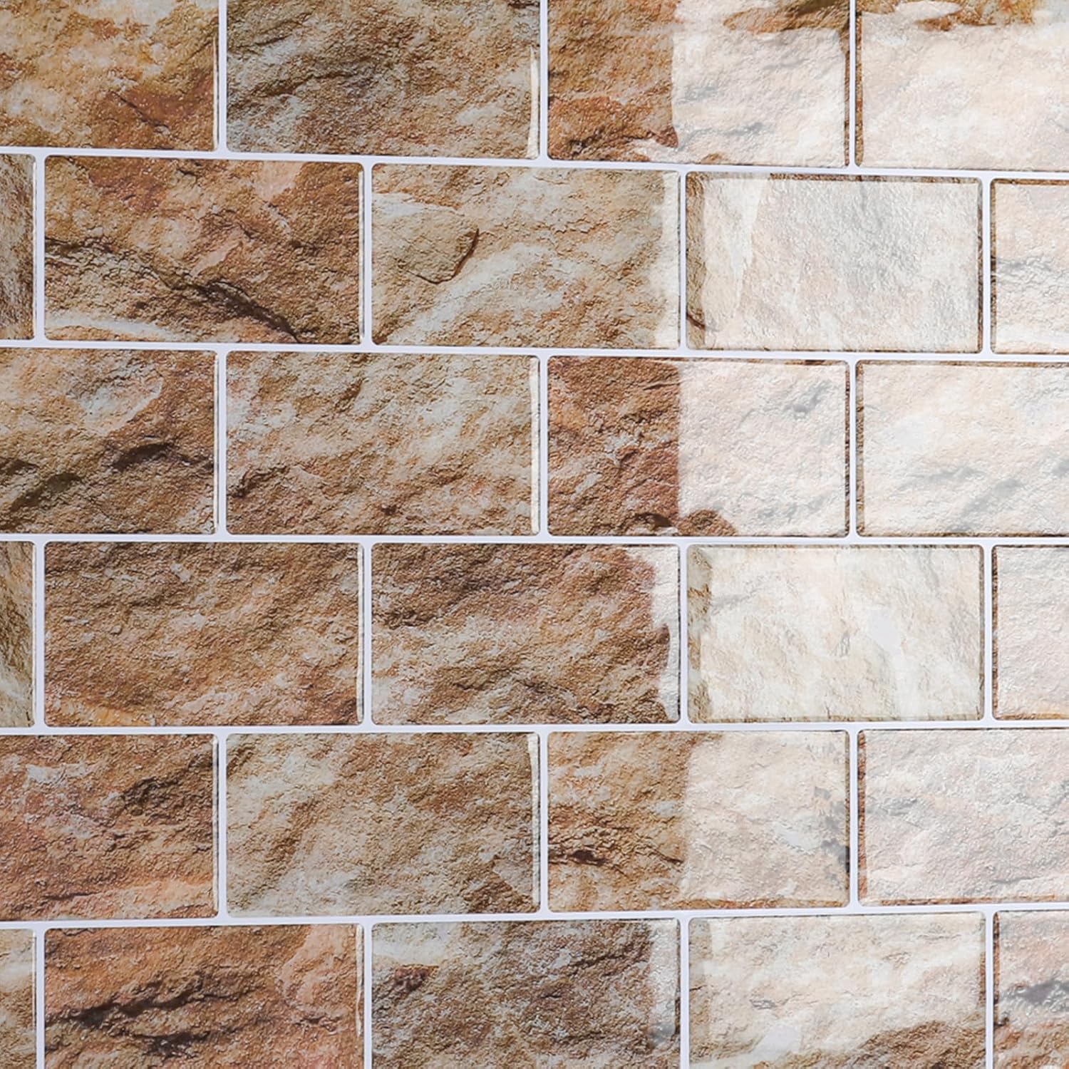 CRE8TIVE 16 Sheets Faux Brick Peel and Stick Backsplash Subway Tile Stick on Backsplash for Kitchen Orange Brown Slate Tile 12"x12" Removable Waterproof Tile Stickers for Bathroom Laundry Room Renters