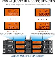 Vista 4 de Sistema de Micrófono Inalámbrico de 4 Canales, Juego de Micrófonos de Mano Inalámbricos UHF de Metal - 200 Frecuencias Ajustables, Función