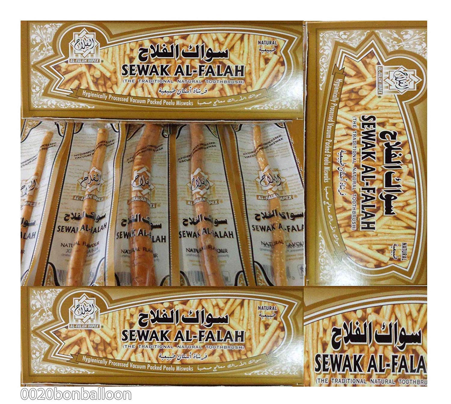 10 Al Falah Siwak Meswak Miswak Miswak Arak Peelu Al-Falah Chewing Stick Natural Flavored Organic Herbal Brush Teeth Cleaning Toothbrush Vacuum Sealed Whitening Breath Freshener ( Ten Tooth Sticks )