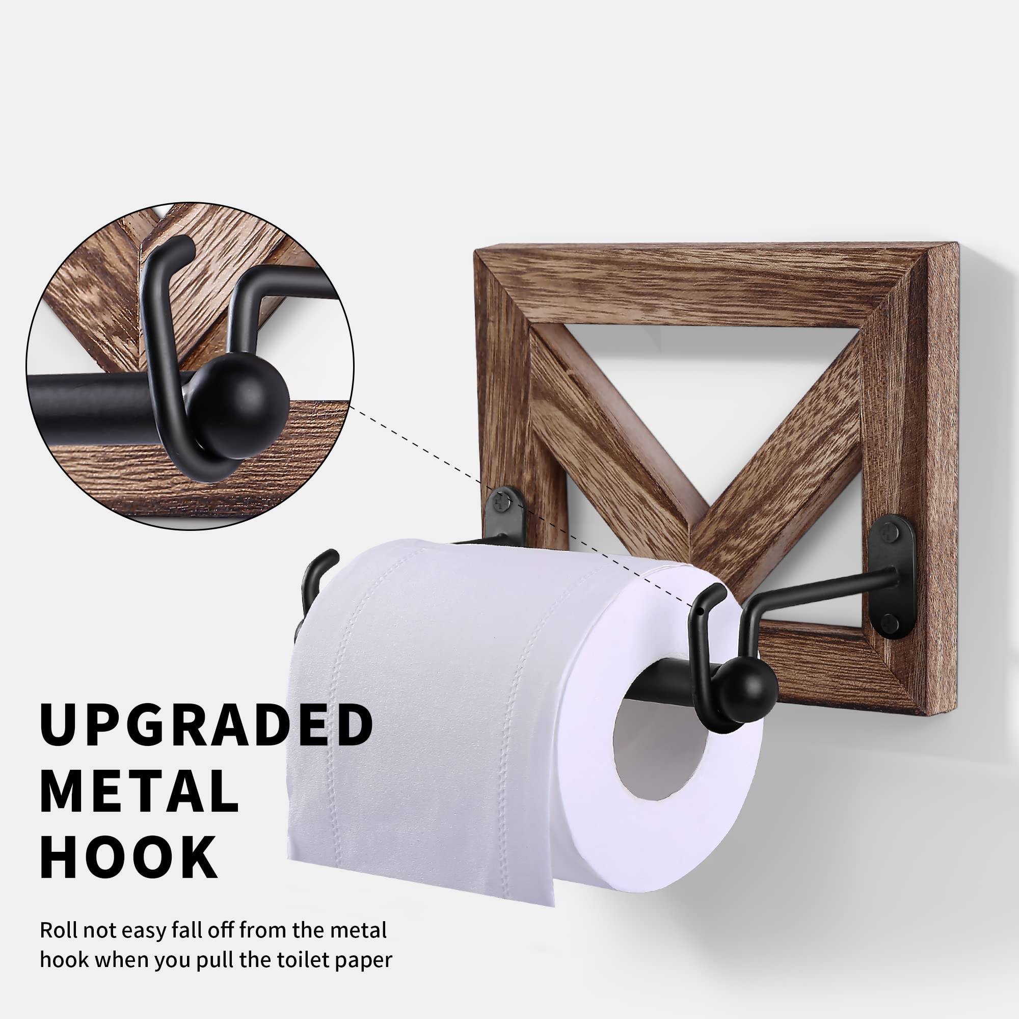 POTRAS Toilet Paper Holder Wall Mount, Wood Farmhouse Toile Paper