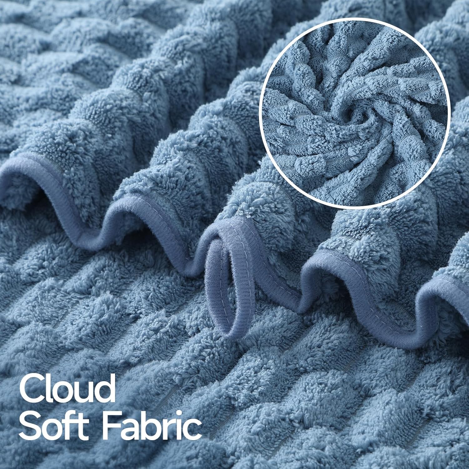 Grande serviette de bain en microfibre de 10 à 68,6 x 140,3 cm, très absorbantes, à séchage rapide, super douce, non pelucheuse et moelleuse pour salle de sport, spa (gris + bleu)