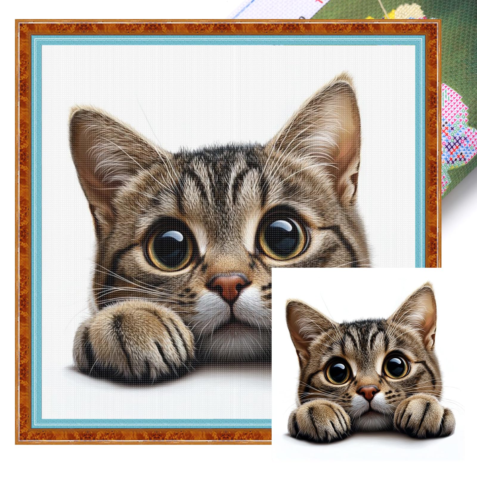 Tabby Cat 11CT Kreuzstich-Set 40x40 cm für Erwachsene