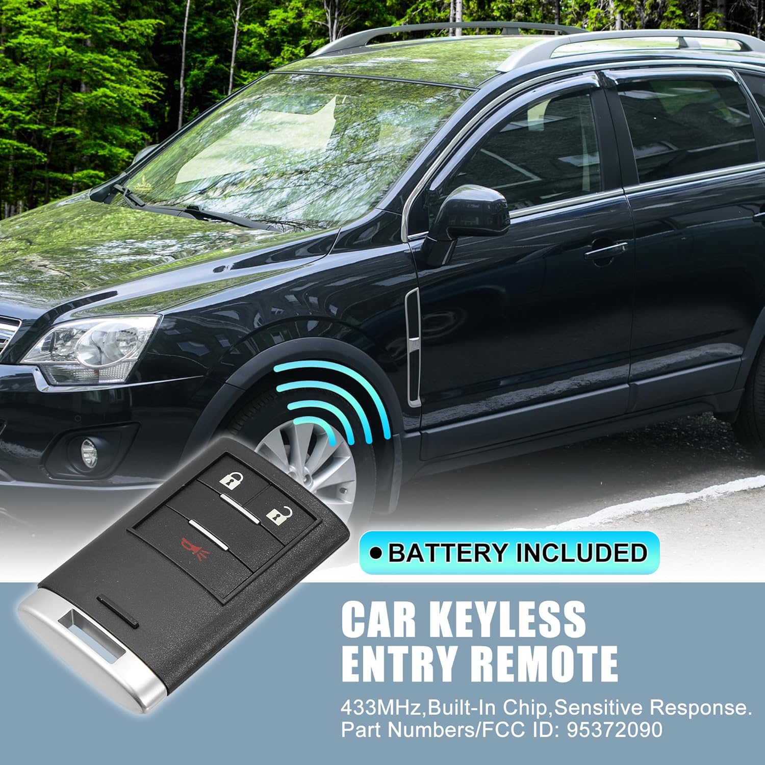X AUTOHAUX 2pcs 433MHz 95372090 Replacement Smart Proximity Keyless Entry Remote Key Fob for Chevrolet Captiva 2016-2018 3 Buttons 95372091