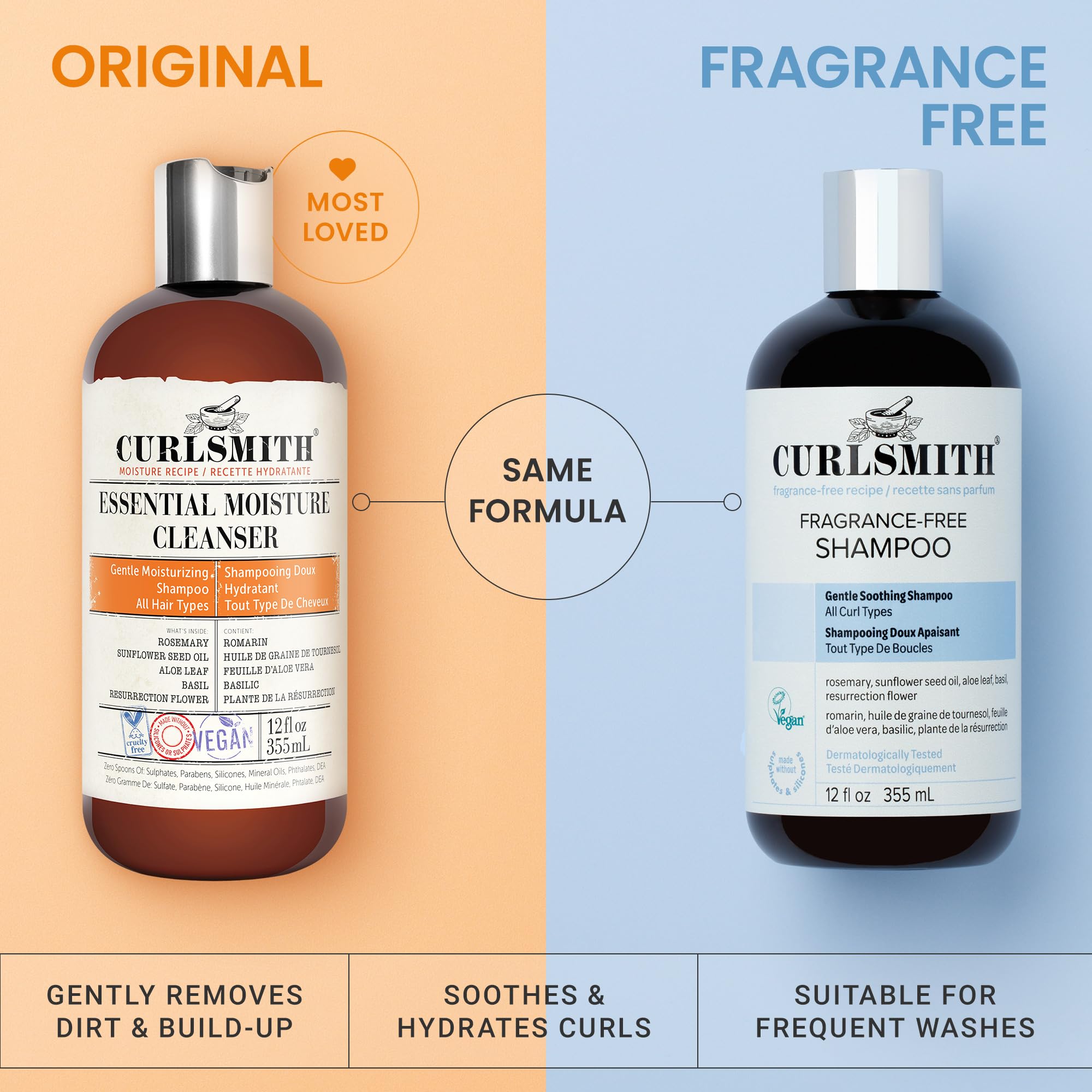 CURLSMITH Fragrance-Free Shampoo - Gently Cleanses Hair, Leaves Curls Feeling Silky and Moisturized (12 oz)