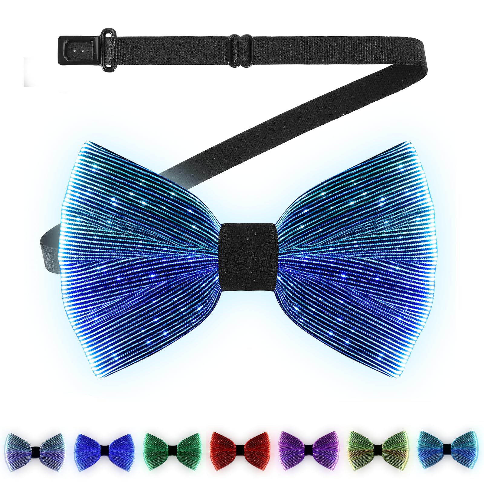 Lumisonata Black Light Up Bow Tie Led Necktie 7 Colors Rave Accessories Formal Funny Bowtie Costume For Wedding Festival Party (Black)