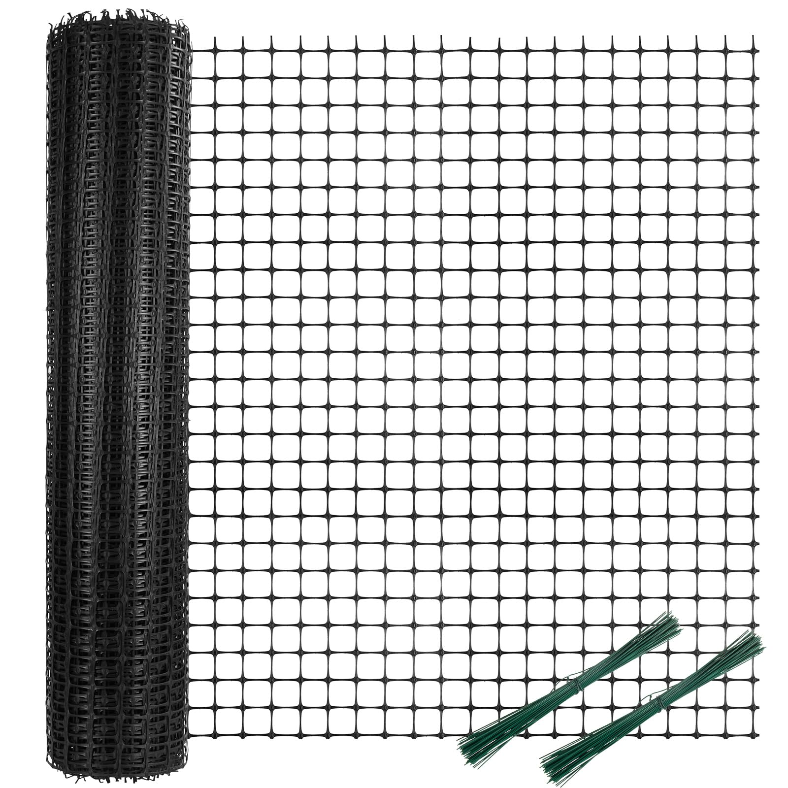 1m x 50m Garden Fence Barrier with 100 Fixed Straps, Reusable Plastic Mesh Fencing Roll for Dogs, Chickens, Rabbits, and Vegetables, Temporary Safety Yard Fencing (1mx50m)