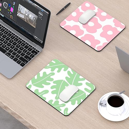 Miniatura 5 de Paquete de 2 alfombrillas para mouse con base de goma antideslizante de 9.5 x 7.9 pulgadas, alfombrilla de mouse rosa para computadora, bonita