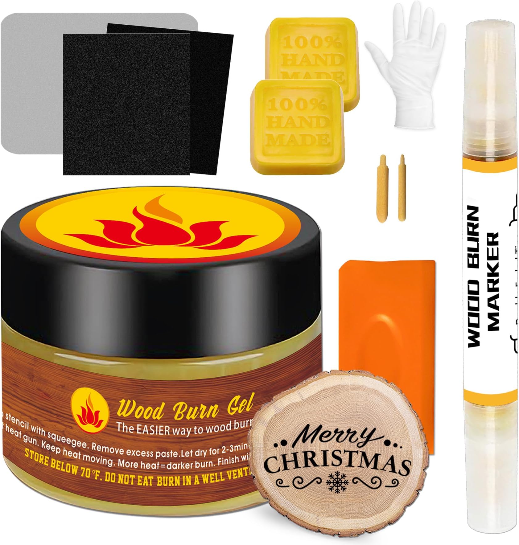 Wood Burn Paste Pen Kit, 4OZ Wooden Burning Gel, Double Sided Wood Burn Marker Kit for DIY Beautiful Wooden Burning in Minutes, Perfect for Beginners Handmade Meaningful Gifts