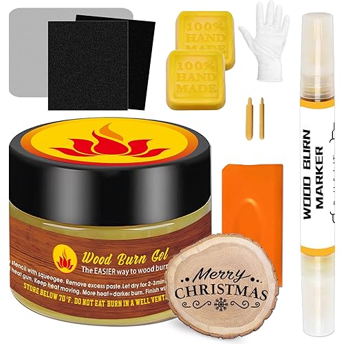 Wood Burn Paste Pen Kit, 4OZ Wooden Burning Gel, Double Sided Wood Burn Marker Kit for DIY Beautiful Wooden Burning in Minutes, Perfect for Beginners Handmade Meaningful Gifts