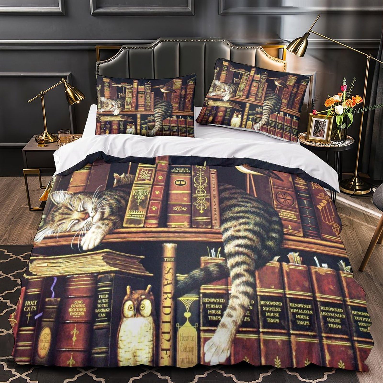 Ensemble de literie vintage bookshelf pour créer un coin lecture cosy dans la chambre