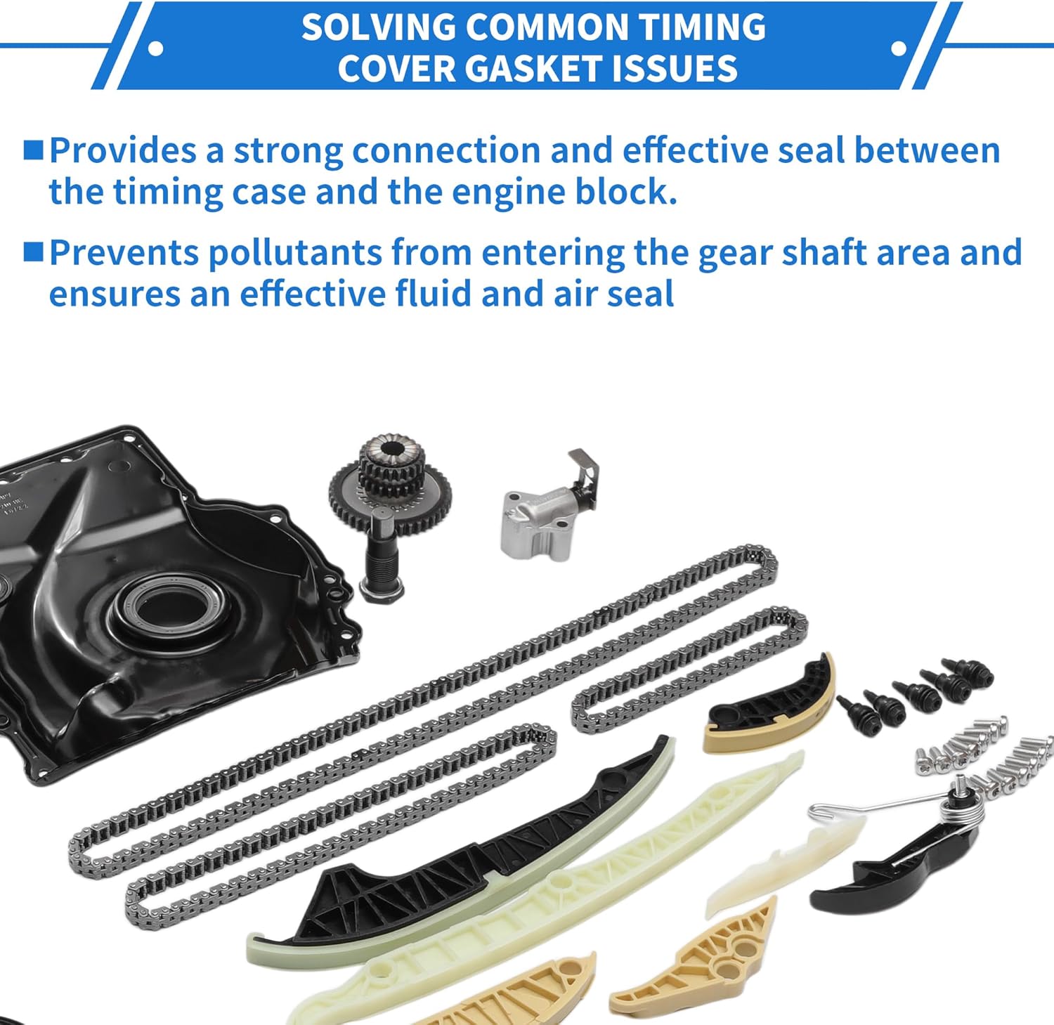 1 Set Timing Chain Kit 06H103269H/06H109210AG for Volkswagen Tiguan 2009-2010 2.0L Long-lasting Sealing Metal Plastic Black Timing Cover Tensioner Guide Rail Bolt