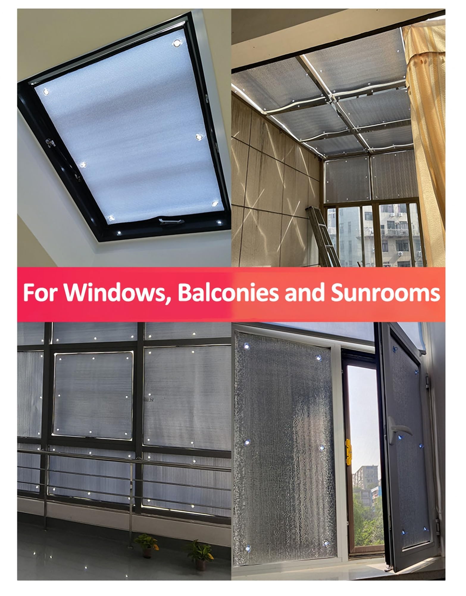 Alufolie Für Dachfenster - Reflektierende Sonnenschutzfolie Mit 99% UV-Schutz Und Saugnapf-Montage