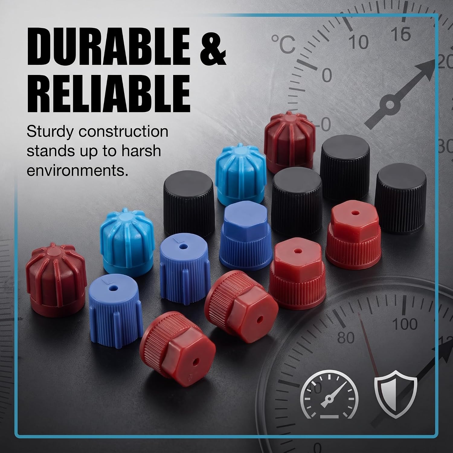 26PCS R12 R134a AC Caps for High and Low, Heavy-Duty AC Low Pressure Port Cap with Sealing O-Rings, Reliable AC Dust Caps for Car Air Conditioning System, for Most Vehicles