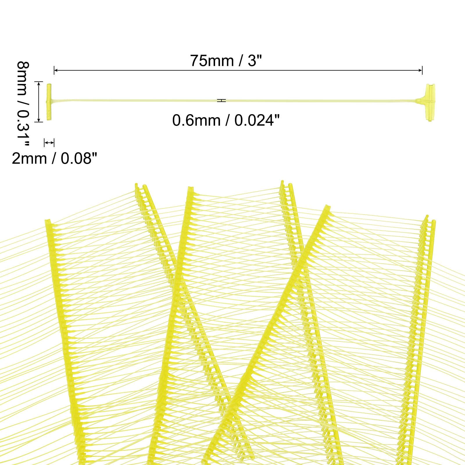 uxcell 3000pcs Standard Tagging Gun Fasteners 75mm Tagging Barbs Pins PP Plastic Tag for Price Tagging Gun, Clothing Tags Gun Attachments for Garment Bag Fabric, Yellow