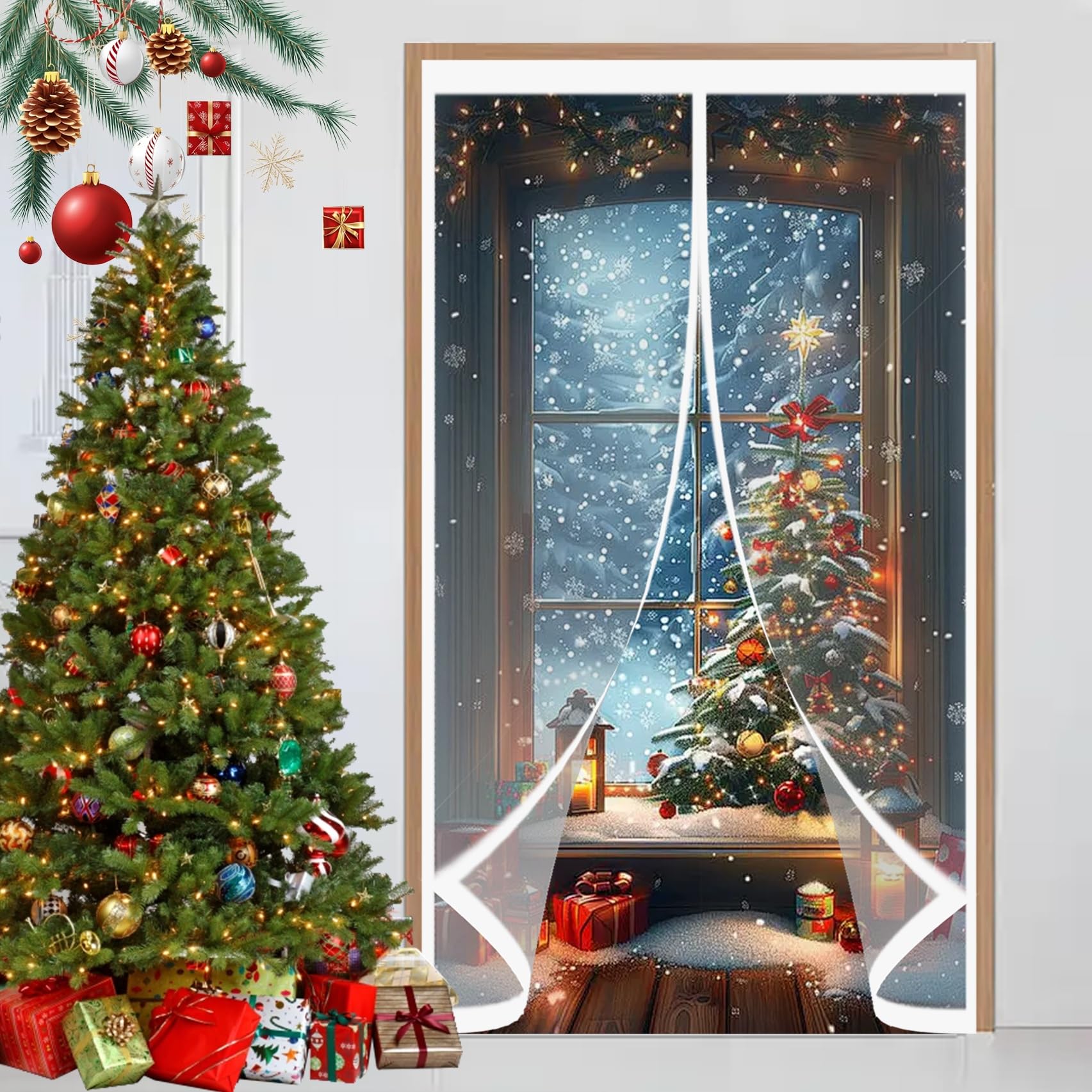 Magnet Wärmeschutzvorhang 170 x 230 cm Geräuschisolierung Winddicht Wasserdicht Haustierfreundlich, Magnet Wärmeschutzvorhang Tür für Küche Balkone, Schlafzimmer, A
