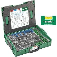 SPAX Electrician Mounting Case L-Boxx Large - 1,200 Button Head Screws in 14 Sizes, WIROX A9J & Stainless Steel A2, 250 Dowels, 6 T-Star Plus Bits & Spirit Level, 8000000294556