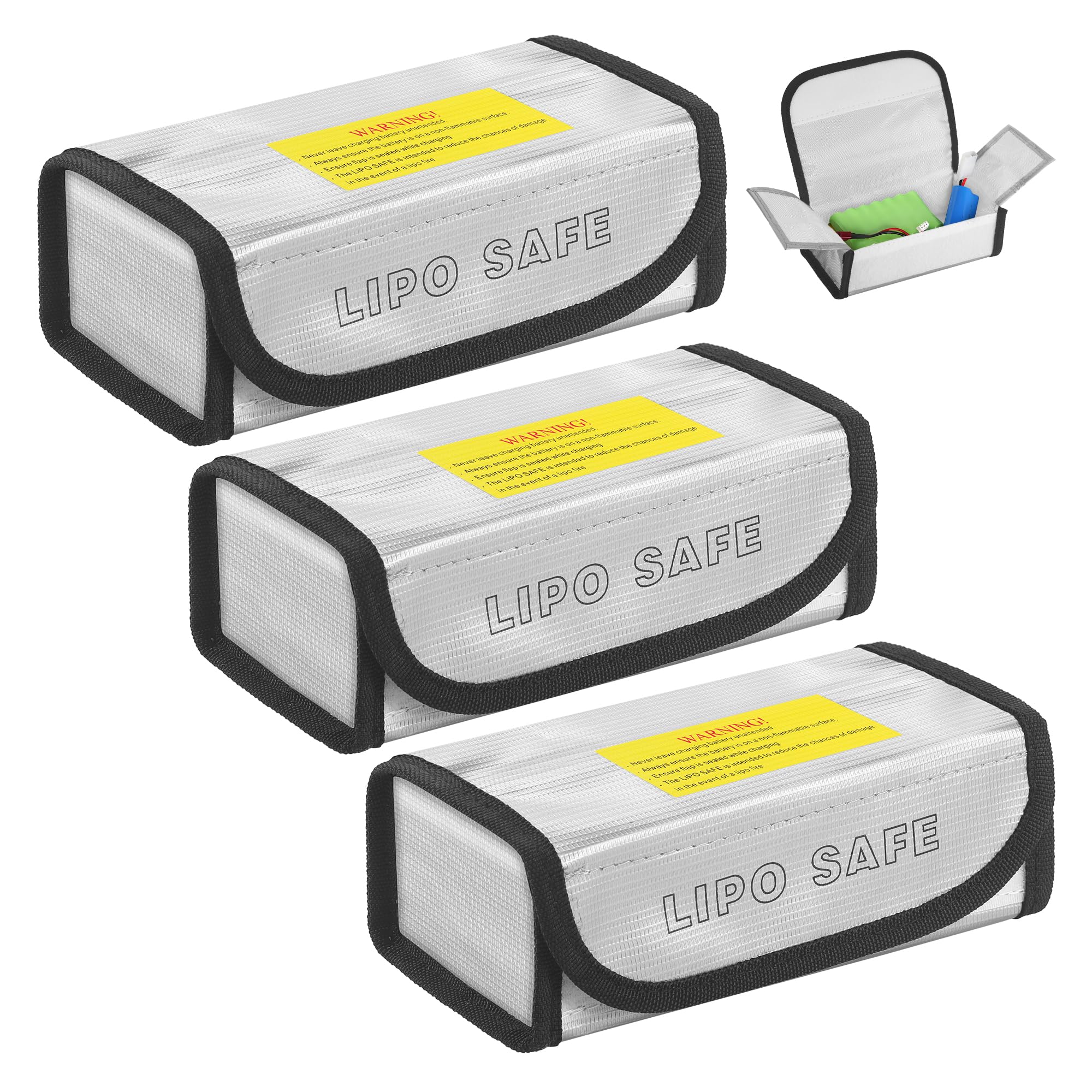 Huiguli 3PCS Lipo Battery Safe Bag, Fireproof Explosion-proof Lipo Battery Bag, Battery Safety Protection Bag for Storage Charging, 18.5 * 8 * 6cm
