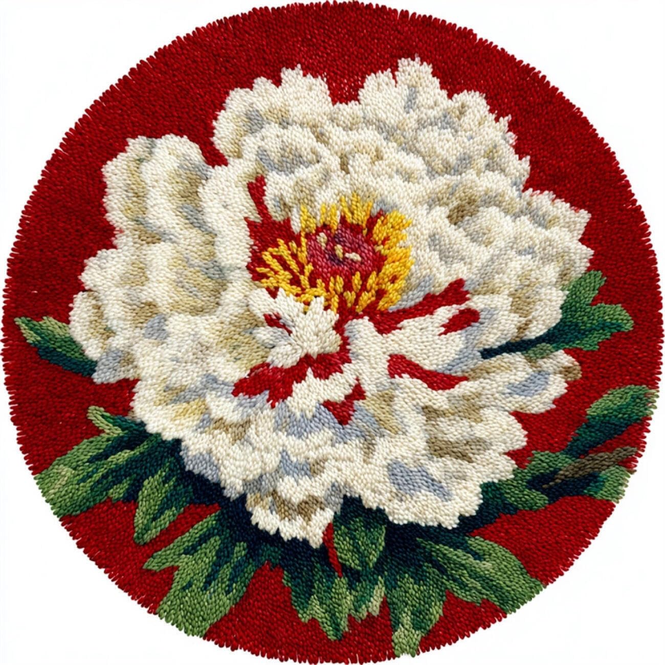 Kitquiver Rug Making Kit for Adults White Peony 60x60cm