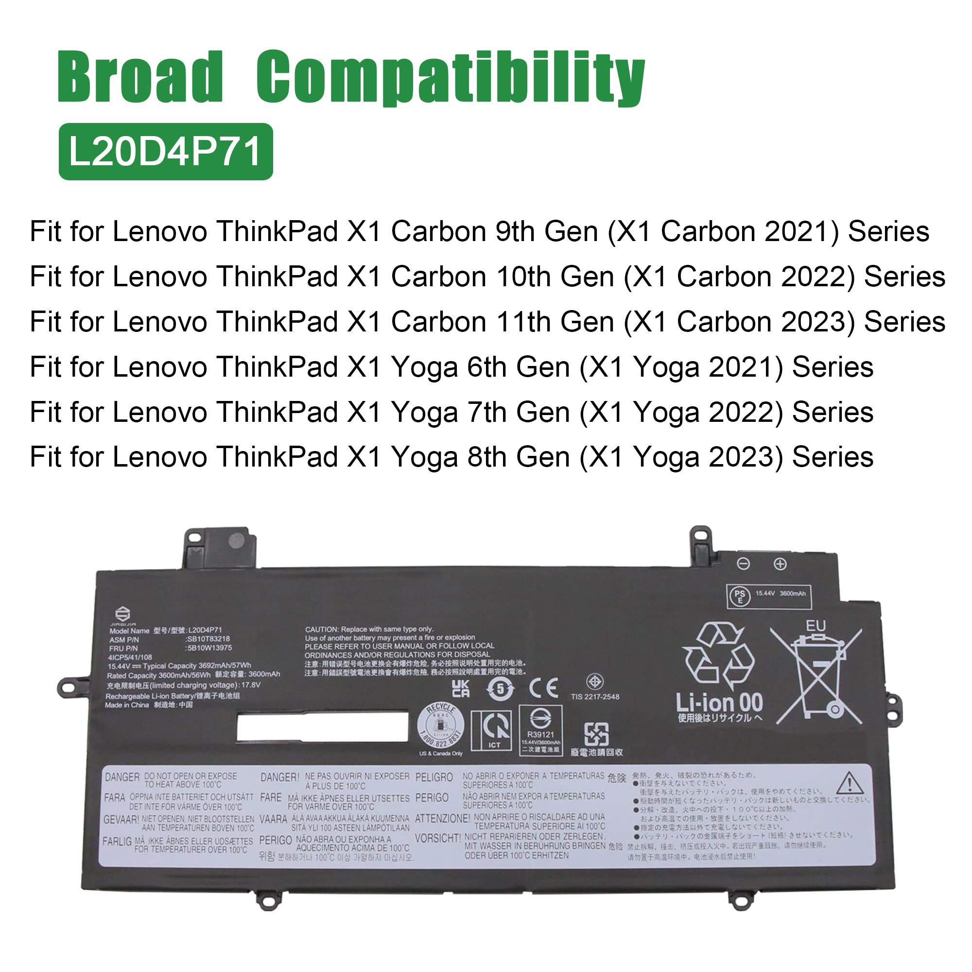 Amazon.com: JIAZIJIA L20D4P71 SB10T83218 5B10W13975 Laptop Battery