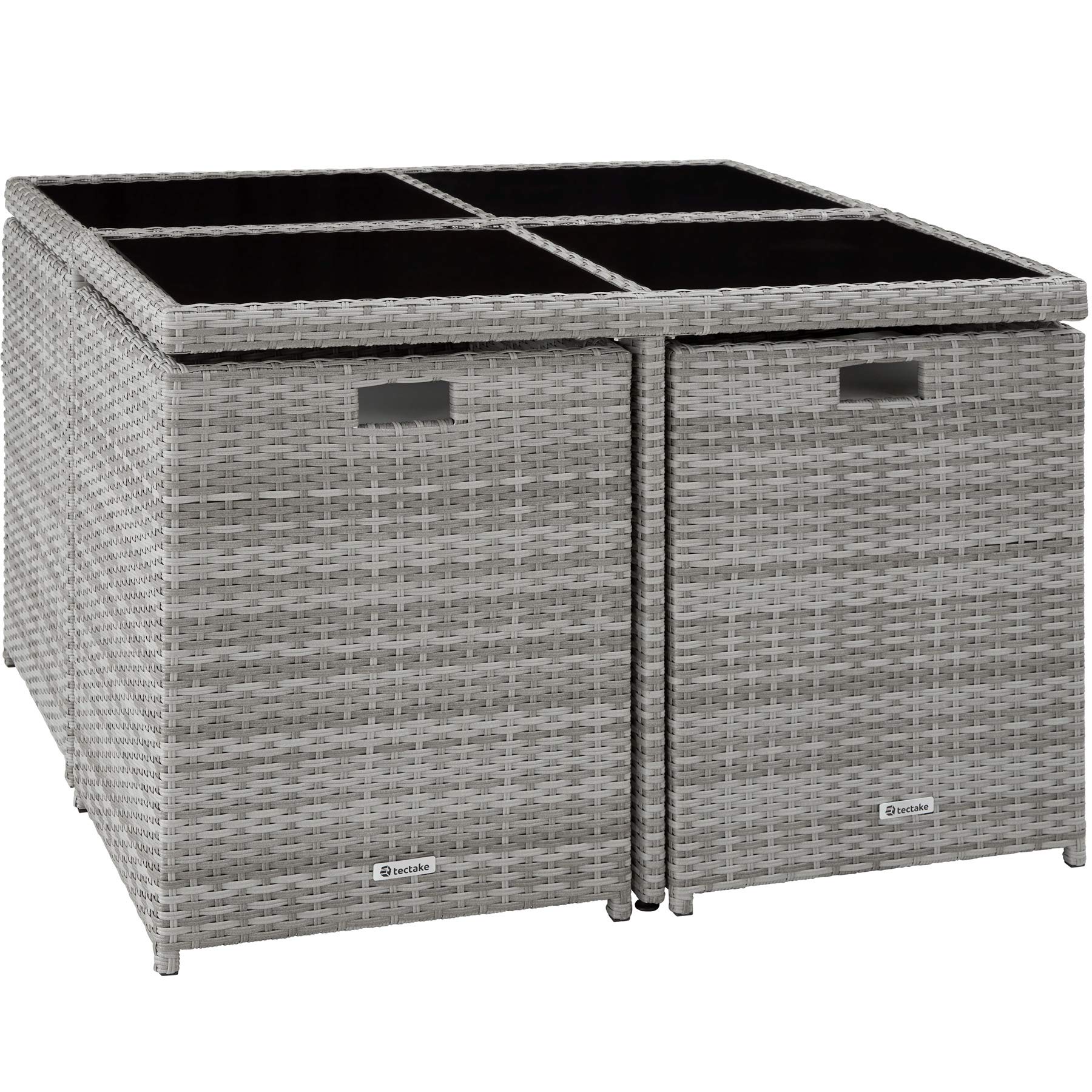 Set Giardino Tectake® 4 Sedie + Tavolo + 4 Sgabelli In Rattan Sintetico Nero - Arredo Esterno Resistente - Foto 10