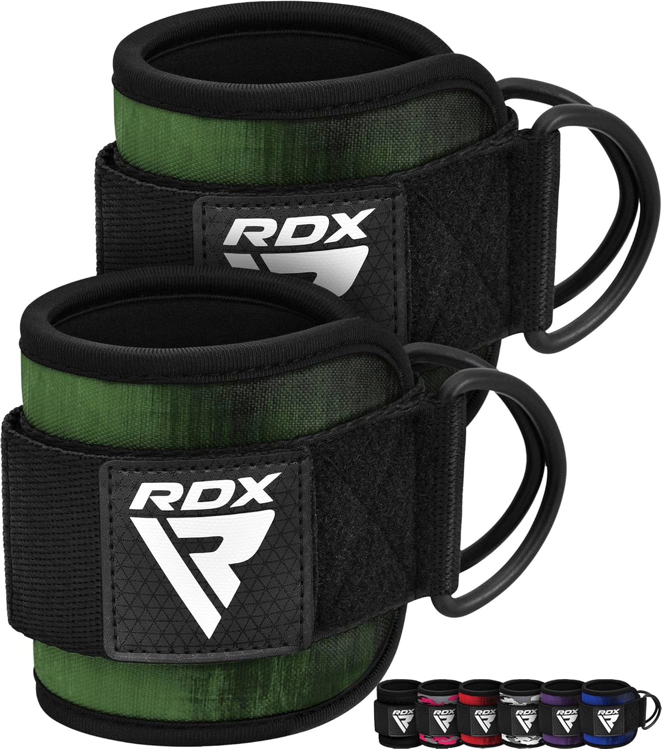 RDX Ankle Straps for Cable Machines – 7MM Neoprene Padded 10″x4″ Adjustable Gym Cuffs with Dual D-Rings – Weight Attachments for Wrist Glutes Leg Kickbacks Hip Abduction Strength Workouts – Men Women