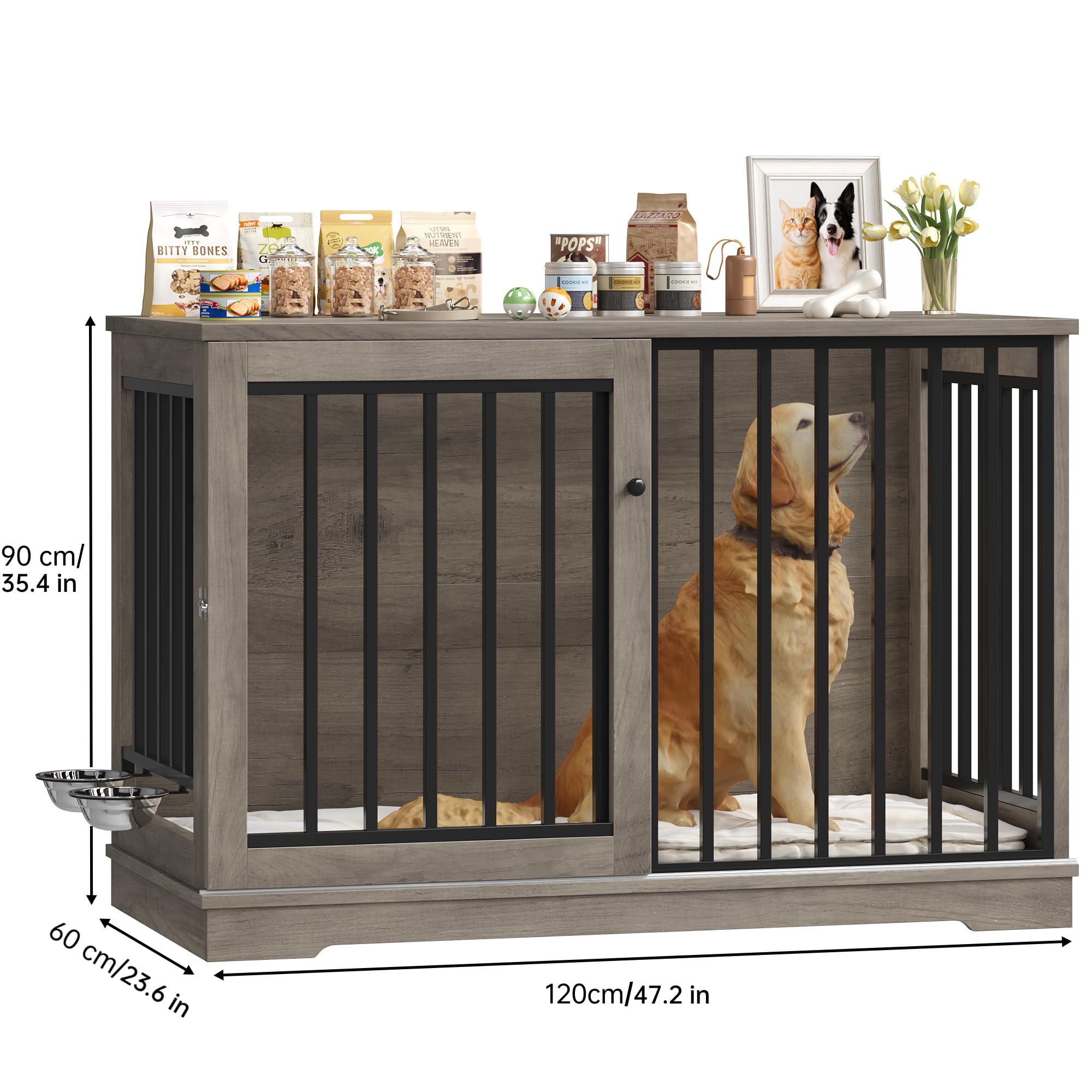 HEXCELEN Hondenkooi, Meubel, Hondenbox, 100 × 60 × 62,4 cm, Houten