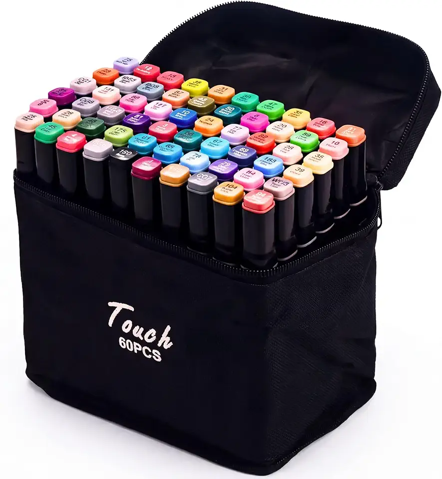 Canetinhas Touch Coloridas Caneta Marca Texto Ponta Dupla Estojo 60 Cores Kit Bolsa Estojo Para Colorir Conjunto Bolsa De Canetas Marcadores Permanente Pintura Desenho Profissional