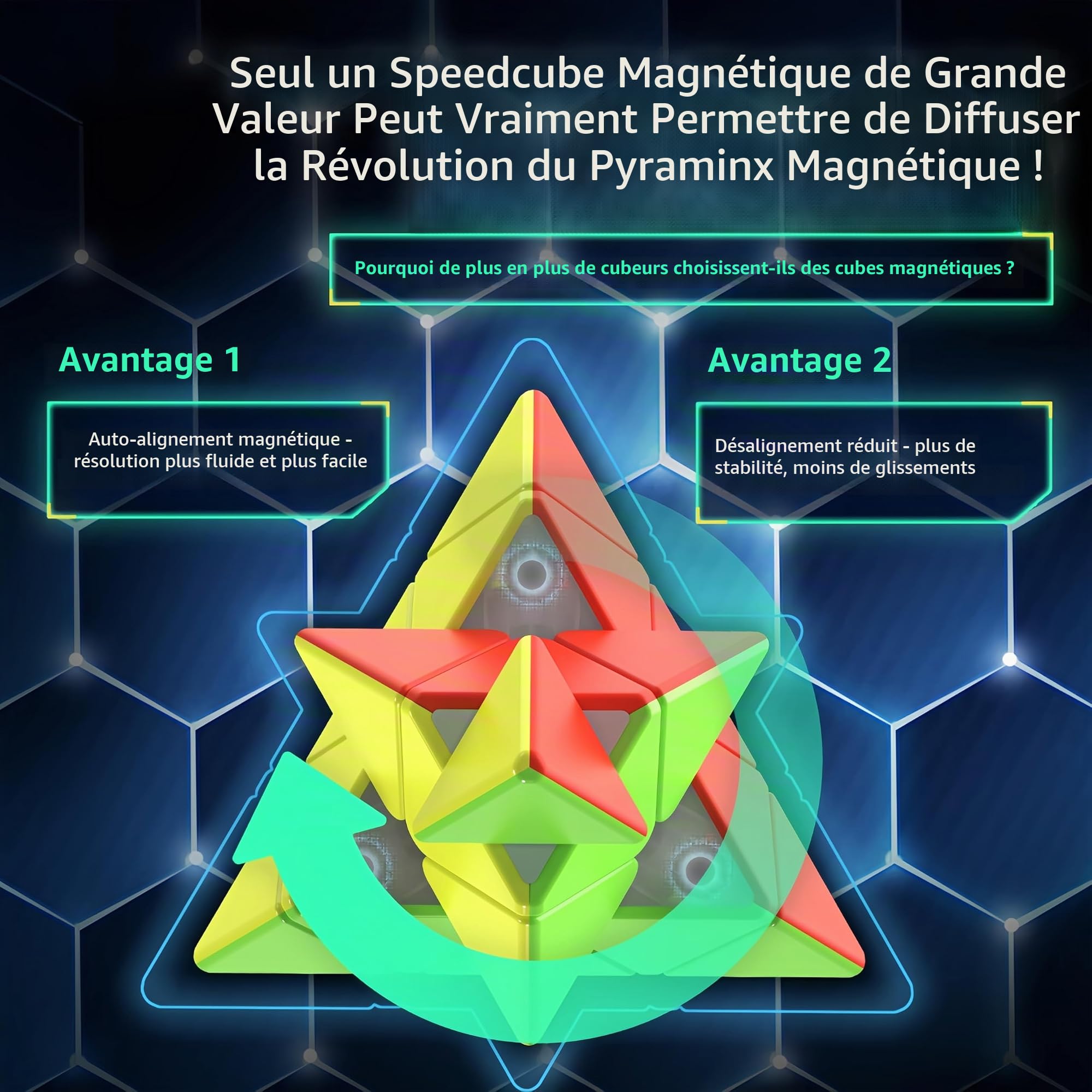 Magnetic Pyramid 3x3 Cube Stickerless, Magnetic Pyraminx 3x3 Triangle Puzzle Cube