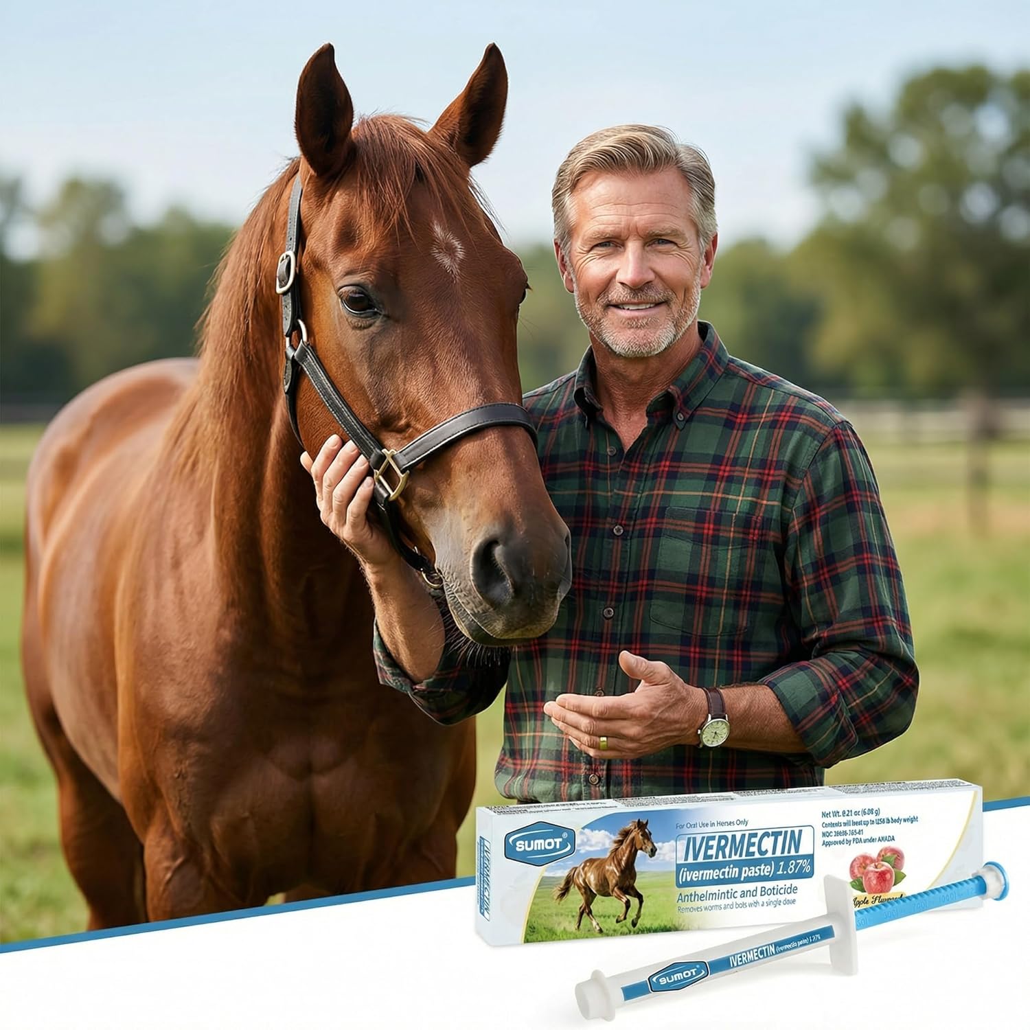 12 Pack Ivermectin Horse Paste 1.87% – Apple Flavored Oral Dewormer for Horses