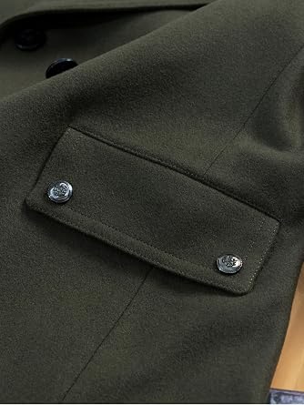 VENNYNG Men's Short Double-Breasted Warm Peacoat Thick Winter Overcoat with Wide Lapel for Casual Business City Cold Weather