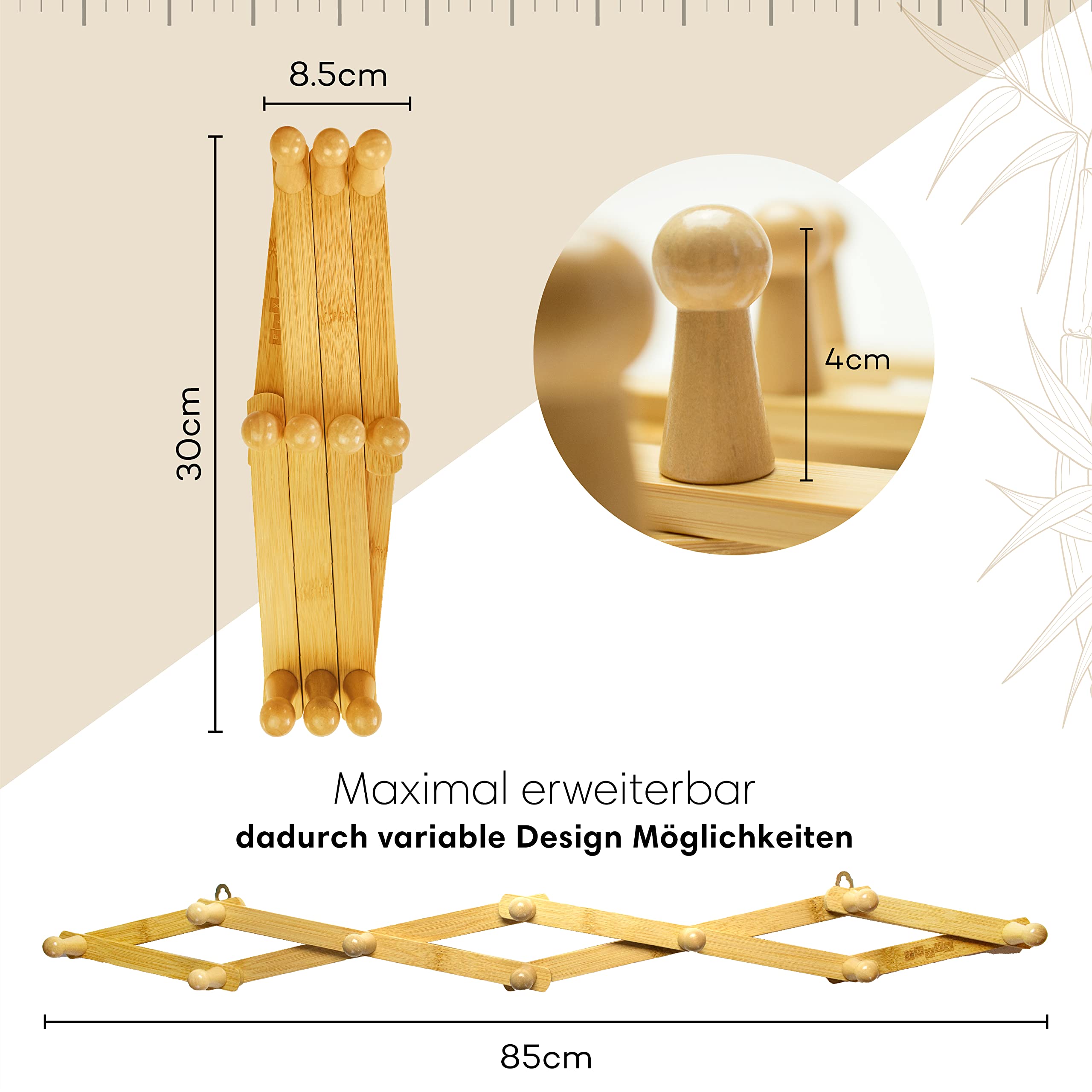 Set Di 4 Ganci Appendiabiti Curvi In Legno  Legno Di Faggio, Tipo 1 In Foto 8719762760337