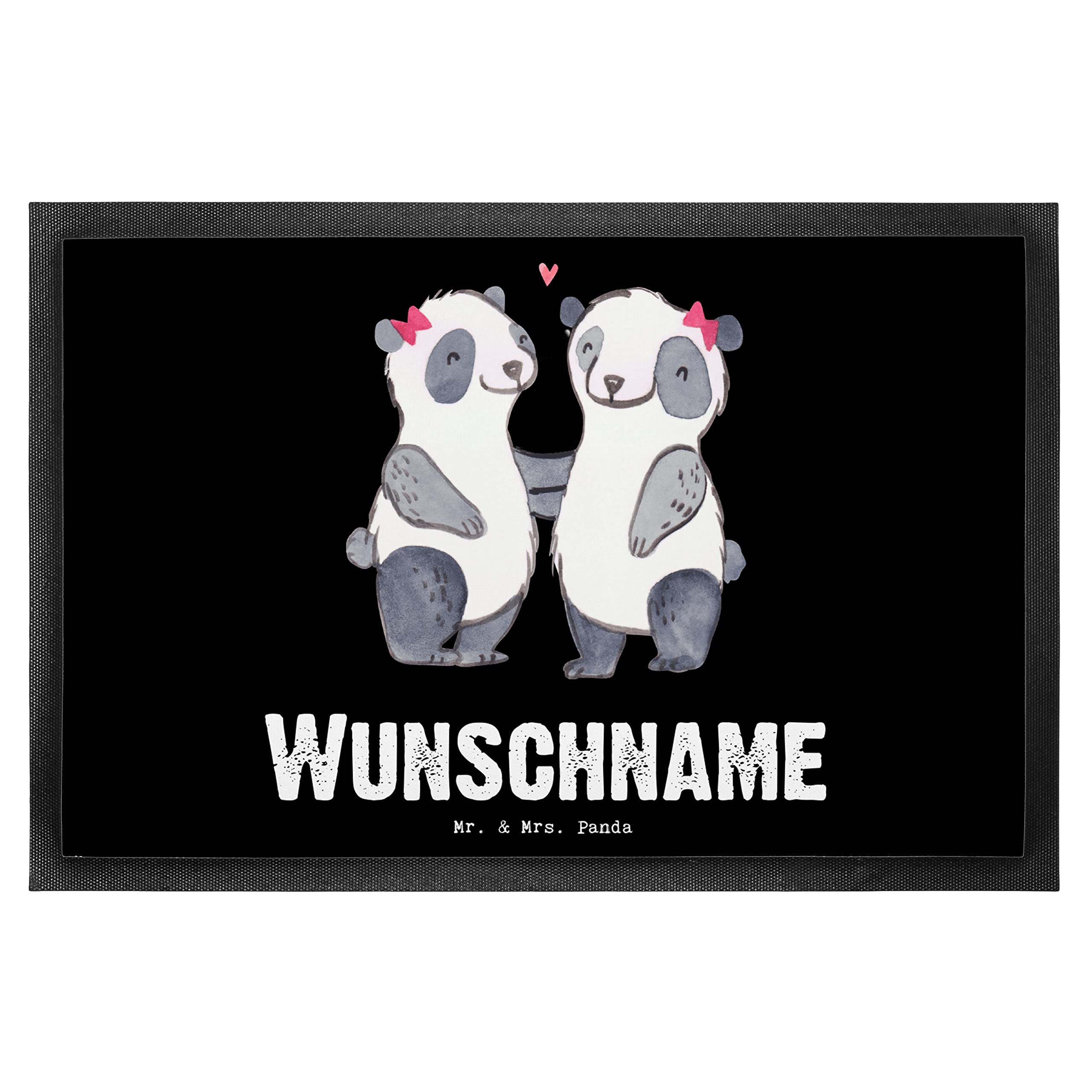 Mr. & Mrs. Panda Fussmatte personalisiert Panda Beste Schwester der Welt 40 x 60 cm - Personalisierte Geschenke, Geschenk, mit Namen, Fußmatte, Kinder, Geschenkidee, Liebe, personalisierbar, Familie