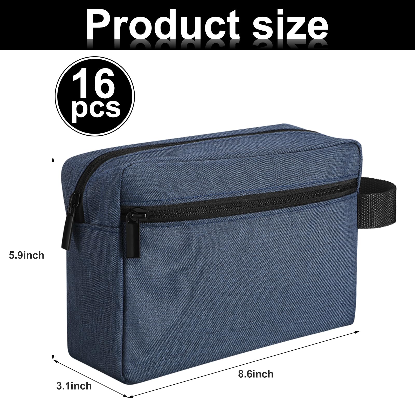 Paterr Borsa da toilette da viaggio per donne e uomini, grande, resistente all'acqua, borsa da barba da appendere, con manico e divisore, custodia da viaggio, Blu scuro, Borse da toilette