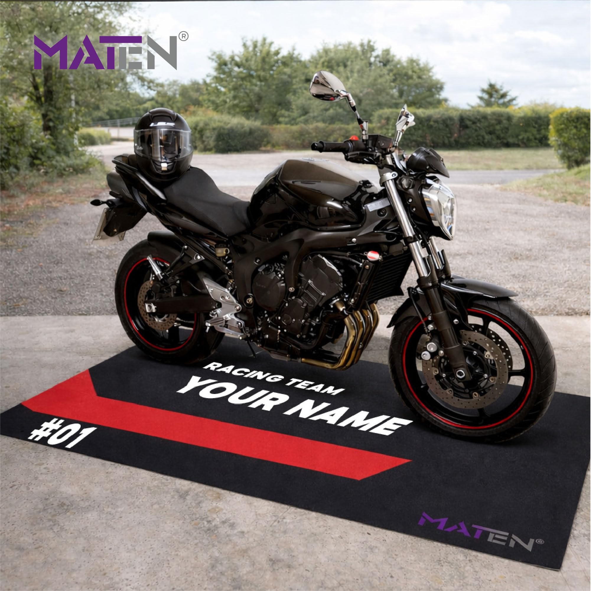 MATEN Personalisierbarer Teppich für Motorrad, Garage und Paddock, Untermotorrad Mat.en aus, 200 x 80 cm (Moquette)