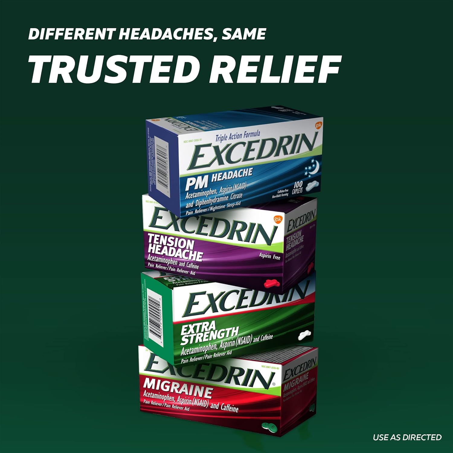 Buy Excedrin PM Sleep Aid with Headache Relief Caplets for Nighttime
