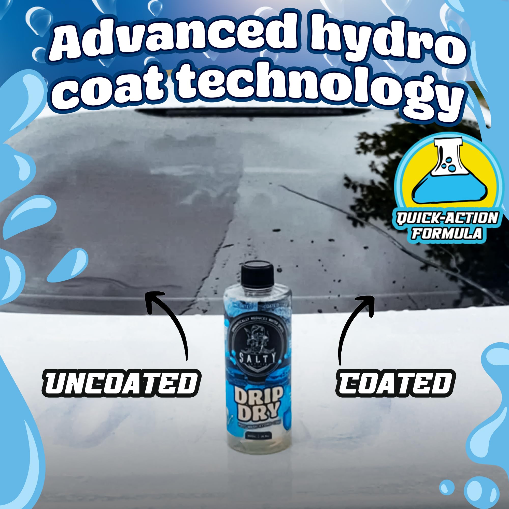 Salty Captain Hydrophobic Coating 16.9oz - Post Wash Hydro Coat For Cars, Boats, RVs, UV Protection, Glossy Finish