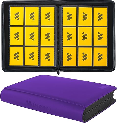 Miniatura 20 de Carpeta de tarjetas con 9 bolsillos, carpeta de tarjetas intercambiables con capacidad para hasta 360 tarjetas con 20 fundas, álbum con cremallera