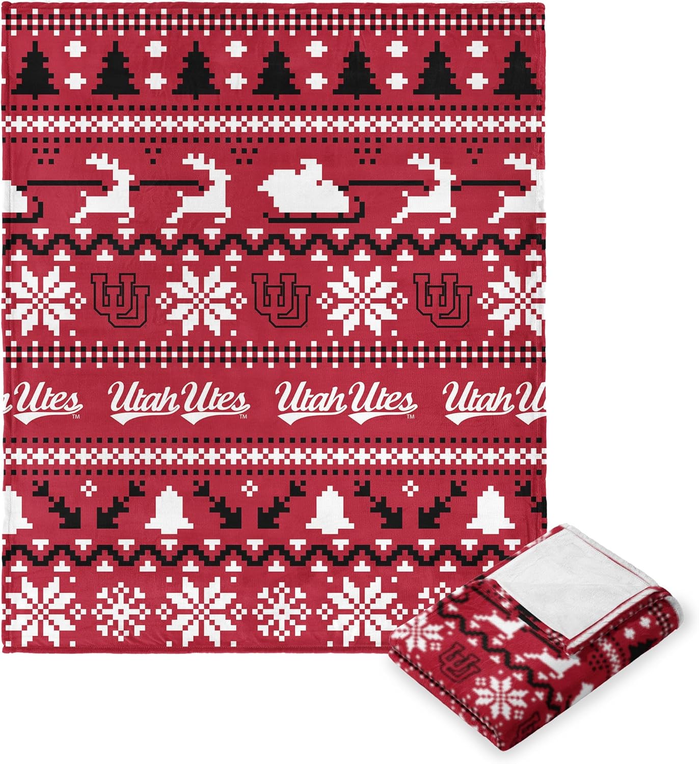 NORTHWEST NCAA Utah Utes, Xmas Time, Silk Touch Throw Blanket, 50 x 60 Inches