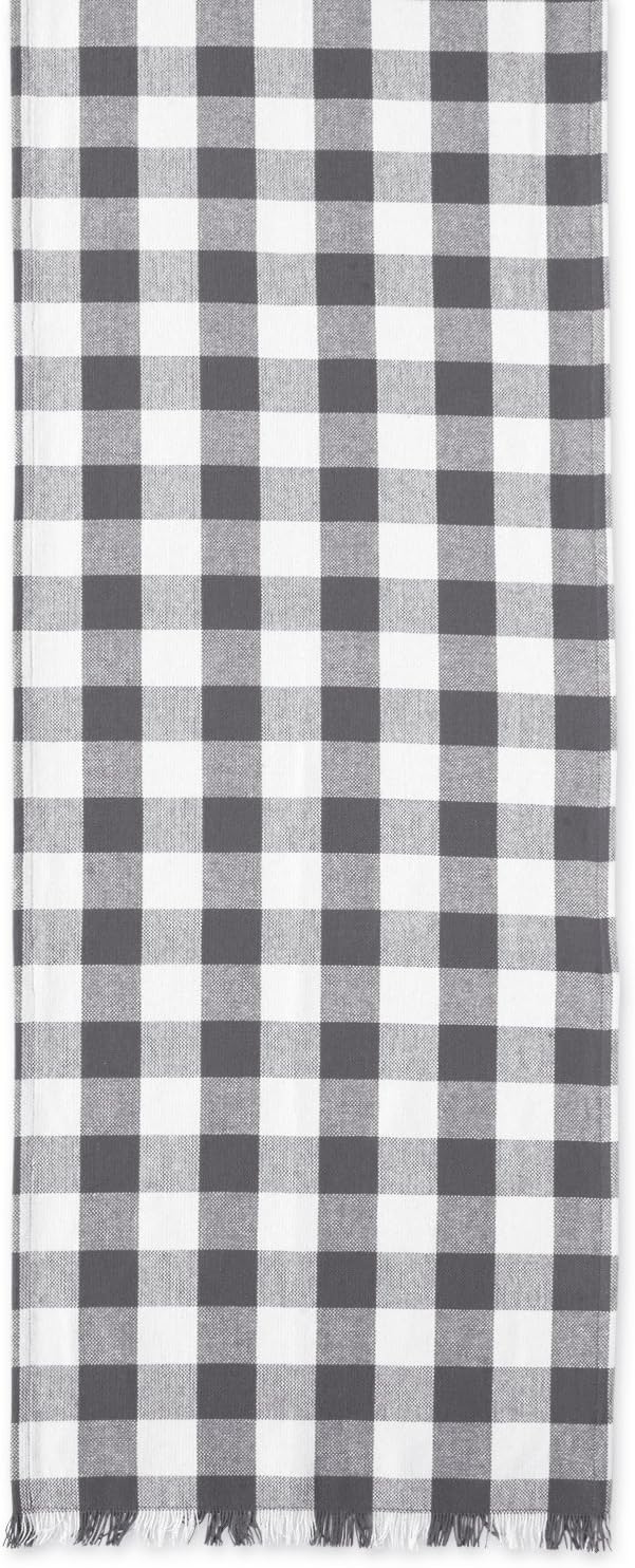 Blасk Frіdау - 80% оƒƒ DII Everyday Collection, Fringed Check Tabletop, Table Runner, 14x108, Gray