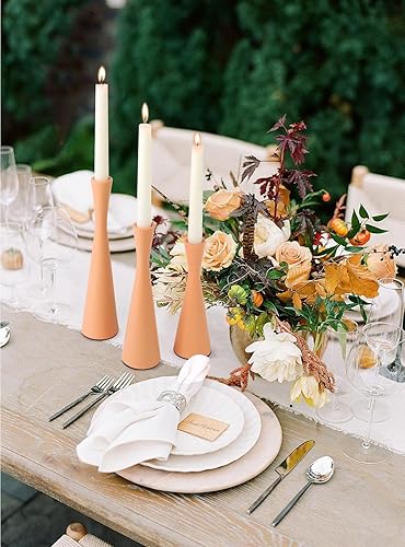 Miniatura 6 de Vixdonos Portavelas cónicos de metal, juego de 3 portavelas de mesa, mantel decorativo, portavelas para comedor, fiesta, boda, decoración del hogar