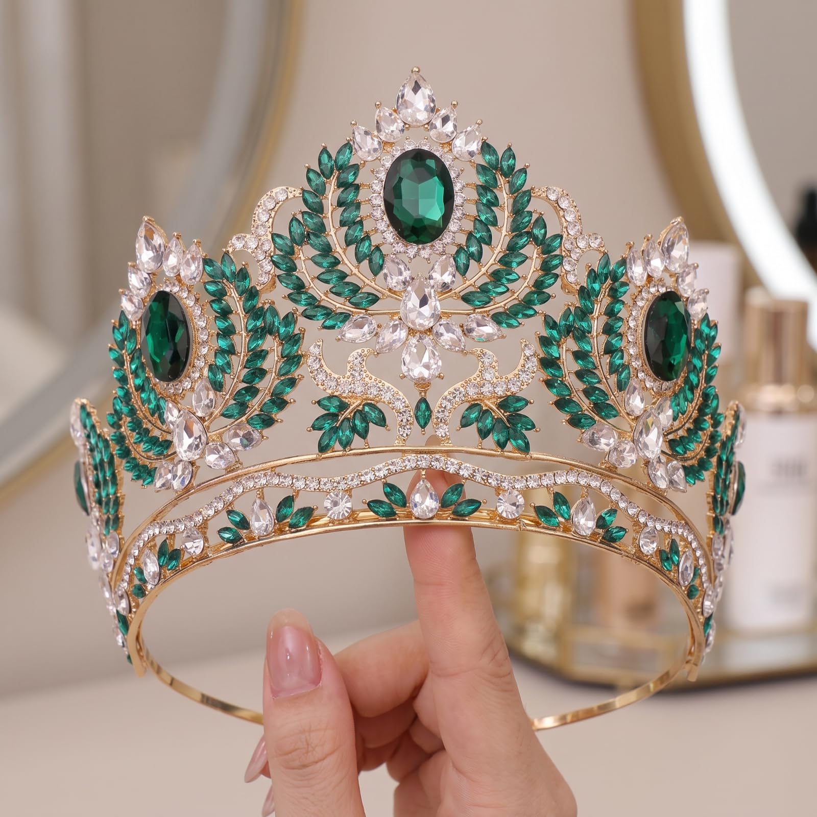 Tiara da Sposa Dorata Tiara Regolabile Corona Barocca per Matrimonio, Servizi Fotografici