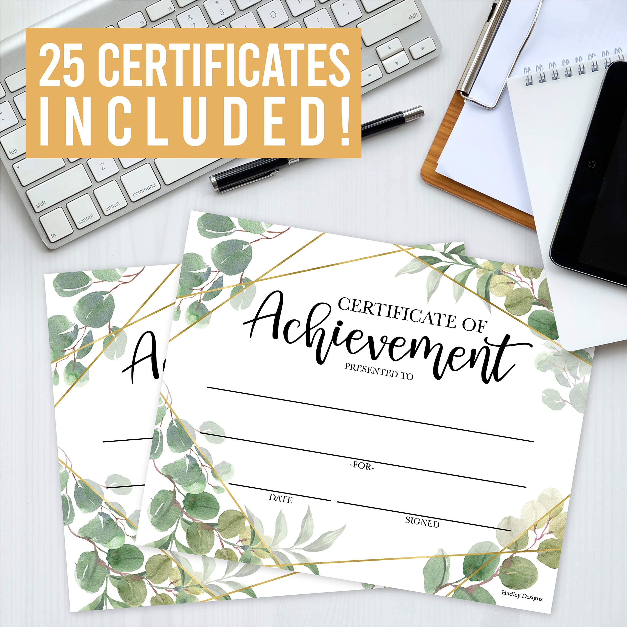 Amazon.com : 25 Greenery Certificate of Completion Award Certificate Paper  for Printing - Student of The Month Certificates for Students, Certificate  of Achievement Awards and Certificates for School : Office Products