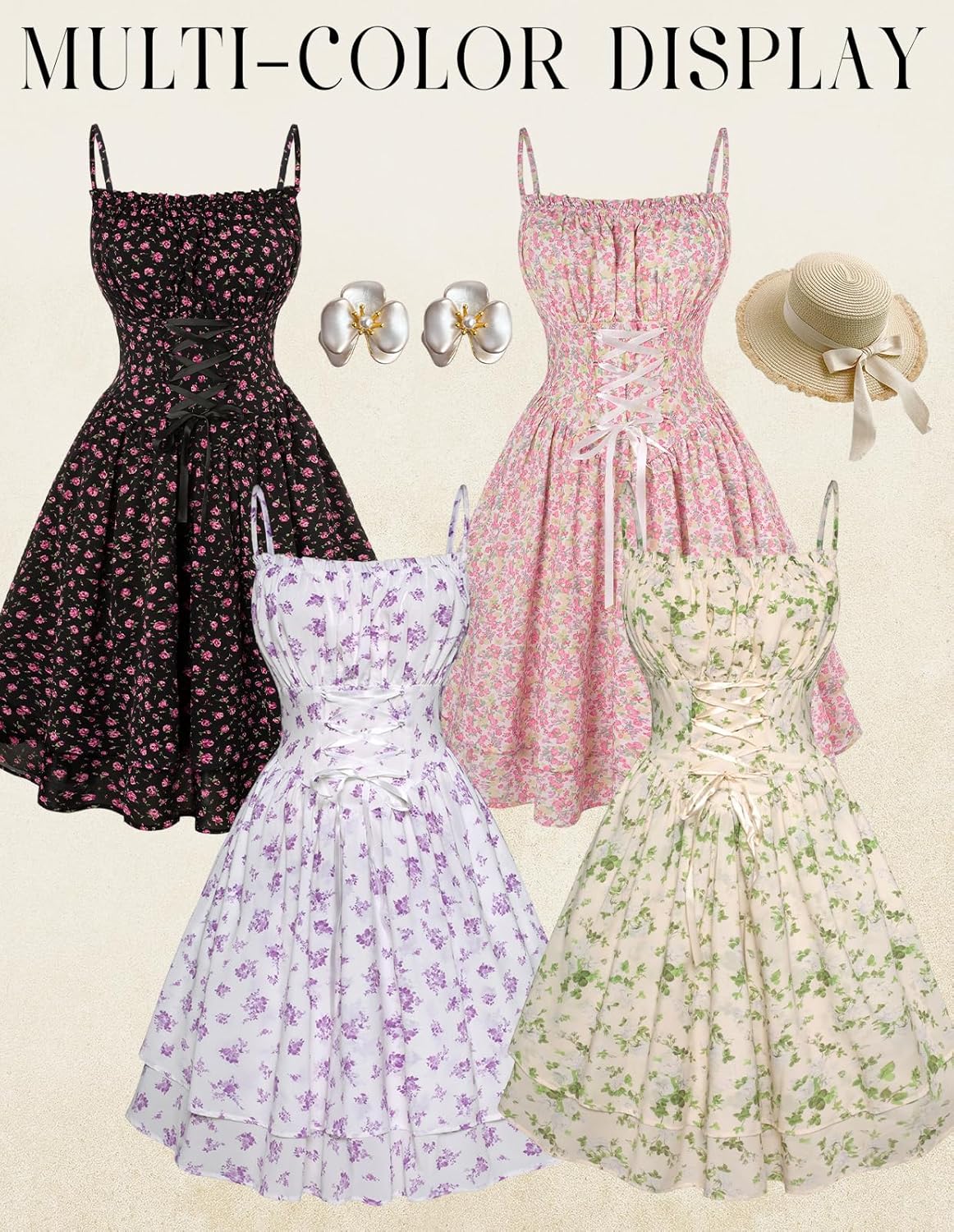 Scarlet Darkness Women Corset Floral Dress Spaghetti Strap Mini Sundress for Teens - Image 8