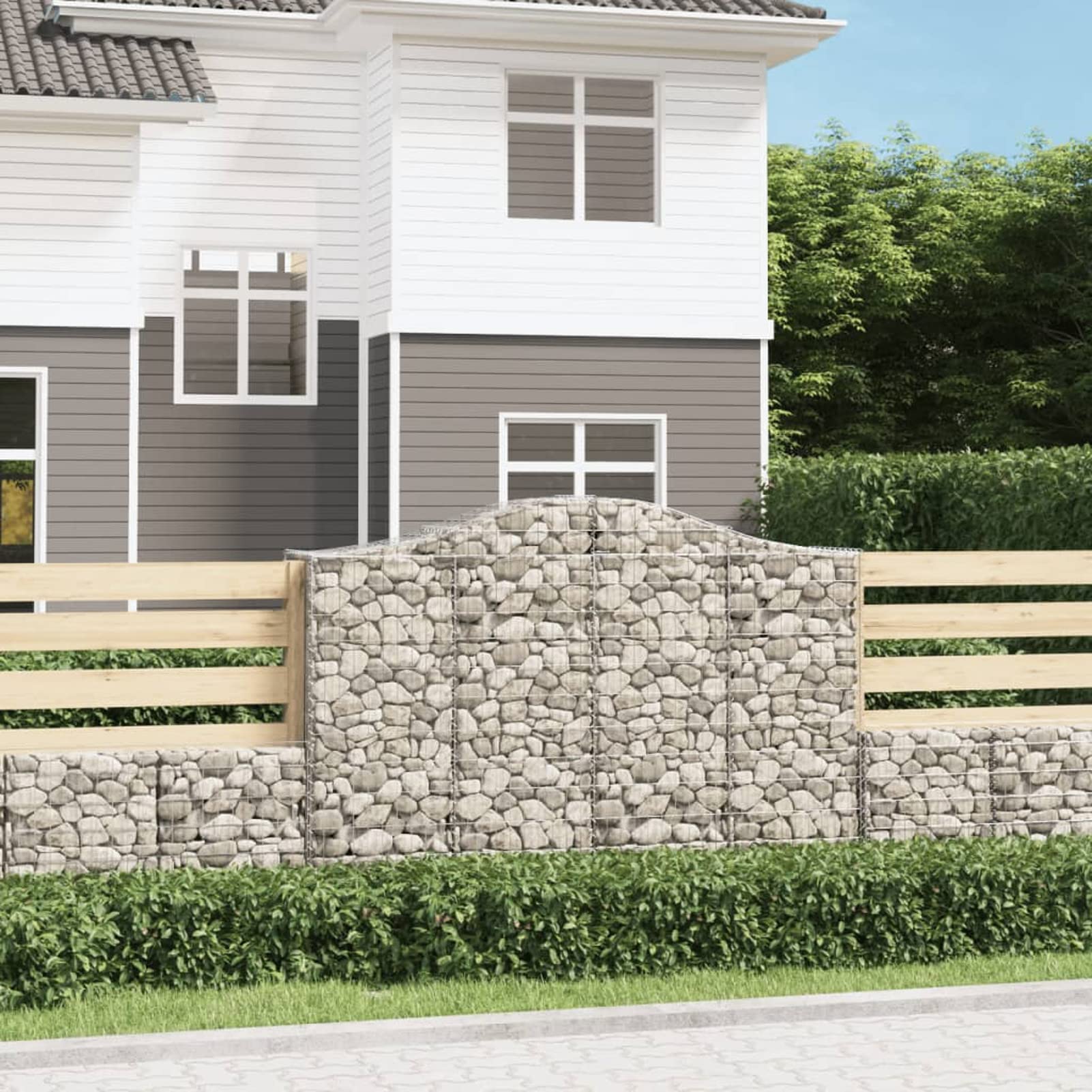 Gecheer Gabionen mit Hochbogen, dekorative und schalldämmende Gartenbarrieren, stabile Konstruktion, für Hinterhof Vorgarten Terrasse